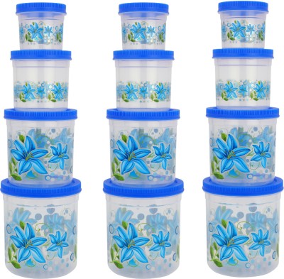Snowberry Plastic Grocery Container  - 2500 ml, 1700 ml, 1000 ml, 500 ml(Pack of 12, Blue)