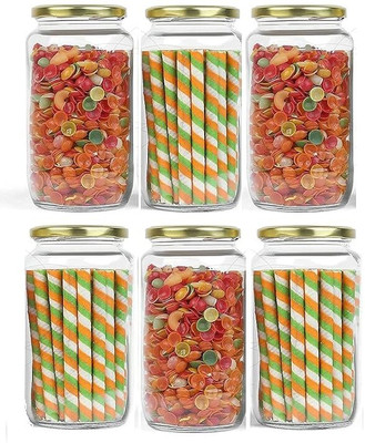 HOMETRIX Glass Grocery Container  - 1000 ml(Pack of 6, Clear)