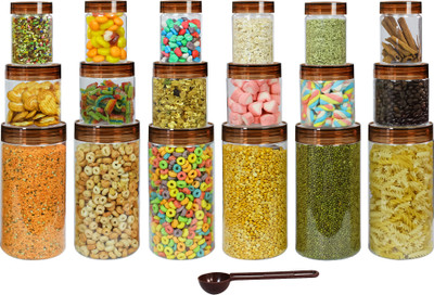 Pearlpet Plastic Utility Container  - 200 ml, 500 ml, 1700 ml(Pack of 18, Brown)