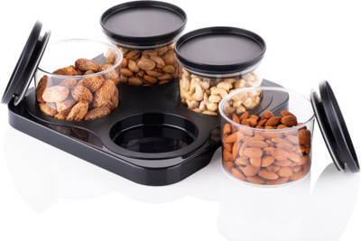 Flipkart SmartBuy Plastic Grocery Container  - 2000 ml(Pack of 5, Black)