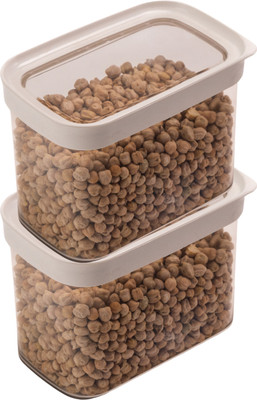 Stacpro Polypropylene, Plastic Grocery Container  - 1100 ml(Pack of 2, White)