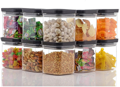 Homemet Plastic Grocery Container  - 500 ml(Pack of 10, Black)