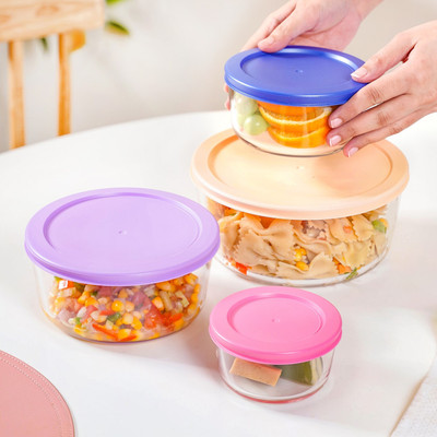 Nestasia Glass Utility Container  - 1600 ml(Pack of 4, Multicolor)