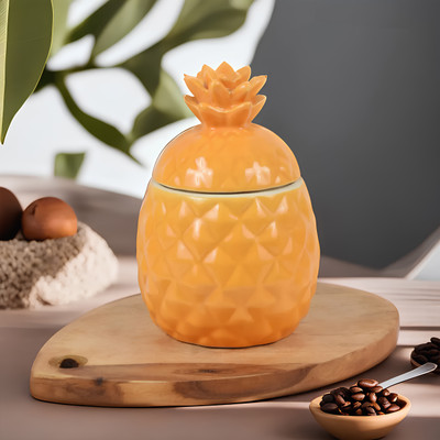 kaolinite Ceramic Utility Container  - 500 ml(Orange)