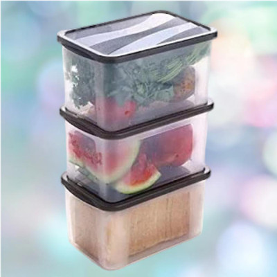 ADMONITION Plastic Bread Container  - 2000 ml(Pack of 3, Black, White)