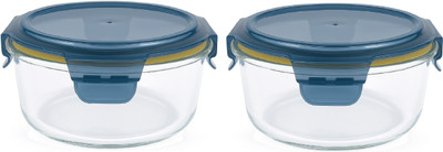 IndusBay Glass Utility Container  - 900 ml(Pack of 2, Blue)