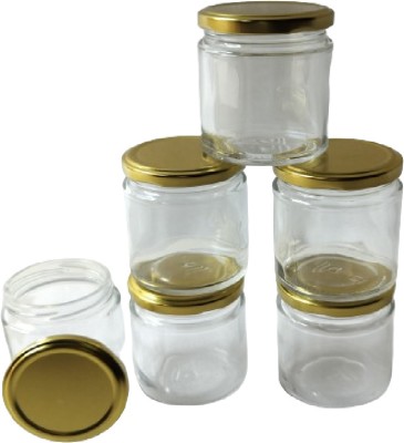 Avora Glass Honey Jar  - 200 ml(Pack of 12, Gold)