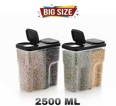 cozy trader Plastic Grocery Container  - 2500 ml(Pack of 2, Black)