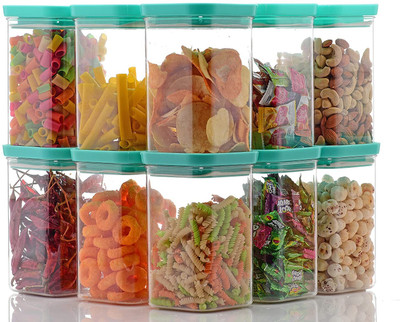 Linear Plastic Grocery Container  - 1100 ml(Pack of 10, Green)