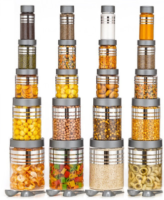 Flipkart SmartBuy Plastic Grocery Container  - 1200 ml, 650 ml, 350 ml, 250 ml, 110 ml(Pack of 20, Silver)