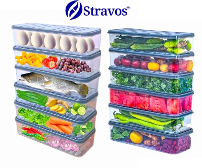 Stravos Polypropylene Fridge Container  - 1200 ml(Pack of 12, White)