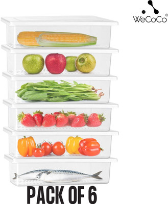 WeCoCo Plastic, Polypropylene Fridge Container  - 1500 ml(Pack of 6, Transparent)