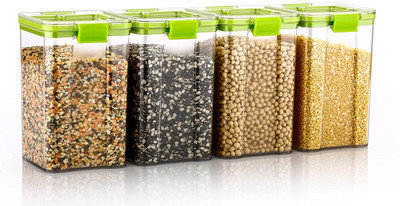 Gripwell Plastic Grocery Container  - 1200 ml(Pack of 4, Green)