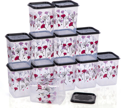 PEYTON Plastic Grocery Container  - 1250 ml(Pack of 12, Black)