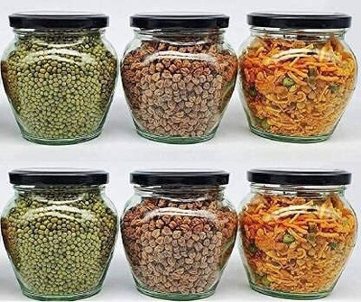 PACHADHARY Glass Grocery Container  - 350 ml(Pack of 6, Clear)