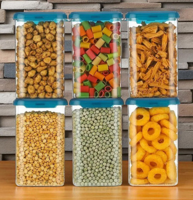 forsel Plastic Grocery Container  - 1100 ml(Pack of 6, Blue)