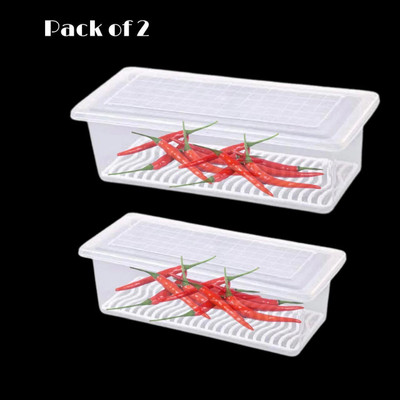 Ecodex Plastic Fridge Container  - 1500 ml(Pack of 2, White)