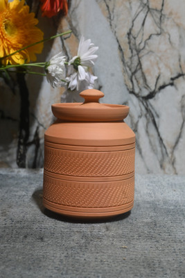 the handicraftian Earthenware Tea Coffee & Sugar Container  - 450 ml(Orange)