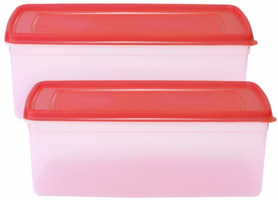 Morvi Plastic Grocery Container  - 4200 ml(Pack of 2, Red)