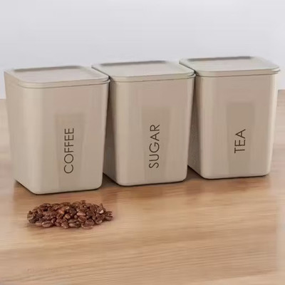 GE ENTERPRISE Plastic Tea Coffee & Sugar Container  - 800 ml(Pack of 3, Brown)