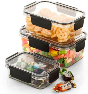 kitchmake Plastic Utility Container  - 1.2 L(Pack of 3, Black)