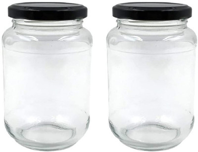 Mkd2 Rise Glass Grocery Container  - 500 ml(Pack of 2, Black)