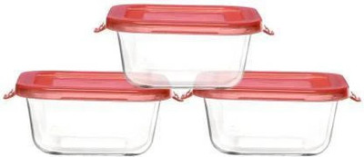 Flipkart SmartBuy Glass Grocery Container  - 800 ml(Pack of 3, Red)