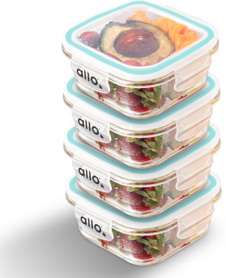 Allo Glass Fridge Container  - 550 ml(Pack of 4, Clear)