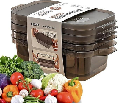 COLVIX Plastic Fridge Container  - 1200 ml(Pack of 6, Brown)