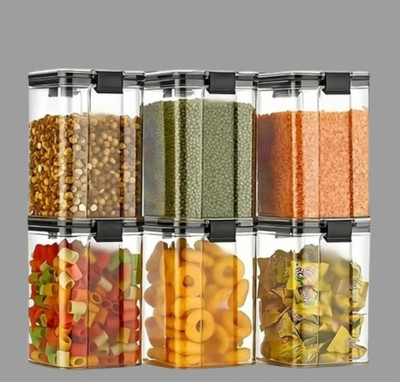 ADMONITION Plastic Grocery Container  - 1200 ml(Pack of 6, Black)
