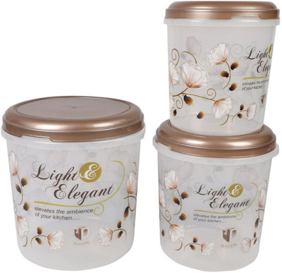 Indriyas Plastic Grocery Container  - 10000 ml, 7500 ml, 5000 ml(Pack of 3, White)