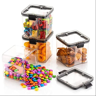 Aappliances Plastic Grocery Container  - 700 ml(Pack of 6, Clear, Black)