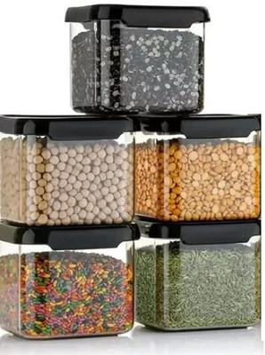 busaji enterprise Plastic Grocery Container  - 500 ml(Pack of 6, Black)