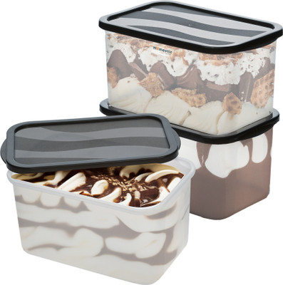 HOMESTIC by Kuber Industries Plastic Fridge Container  - 4 L(Pack of 3, Black)