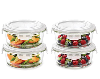 BOROSIL Glass Grocery Container  - 2480 ml(Pack of 4, Clear)