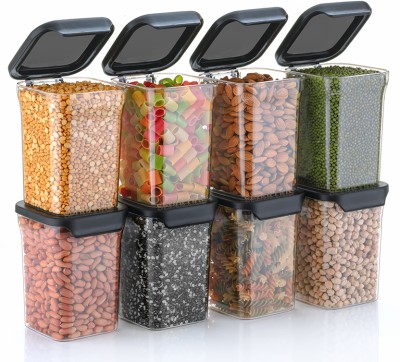 Sedulous Plastic Grocery Container  - 1000 ml(Pack of 8, Black)