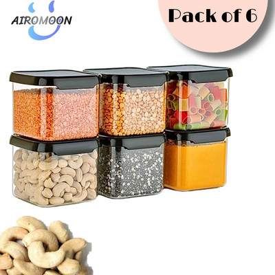 AIROMOON Plastic Grocery Container  - 500 ml(Pack of 6, Clear)