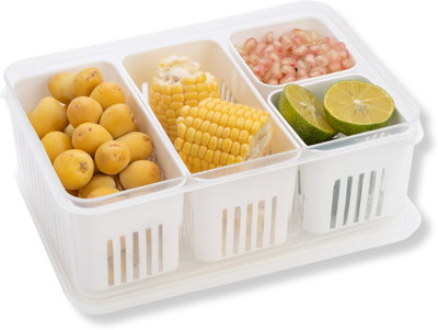 Marmik Plastic Fridge Container  - 1.5 L(White)