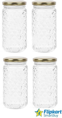 Flipkart SmartBuy Glass Grocery Container  - 400 ml(Pack of 4, Gold)