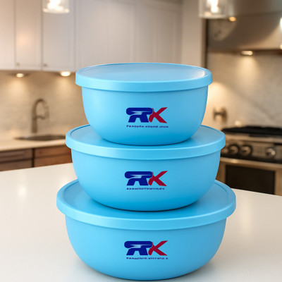 RK Steel, Plastic Grocery Container  - 600 ml, 800 ml, 1300 ml(Pack of 3, Blue)