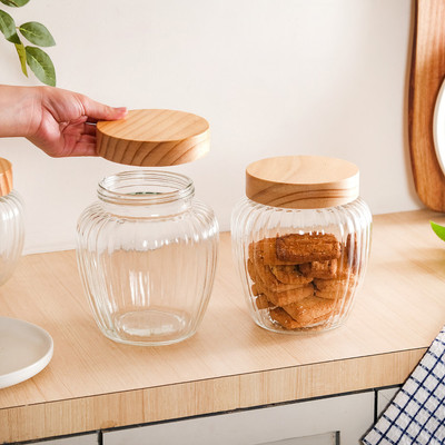 Nestasia Glass Grocery Container  - 1600 ml(Pack of 2, Beige)