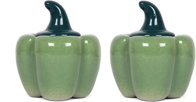 QIMACPLUS Ceramic Pickle Jar  - 1000 ml(Pack of 2, Green)