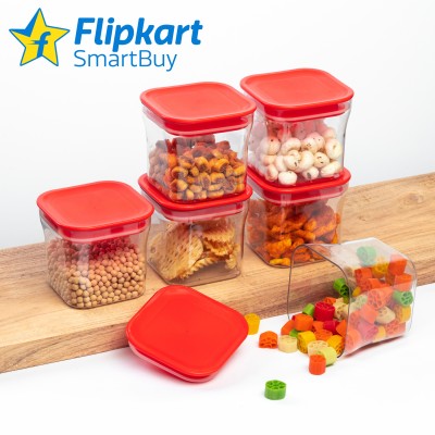 Flipkart SmartBuy Plastic Grocery Container  - 600 ml(Pack of 6, Red)