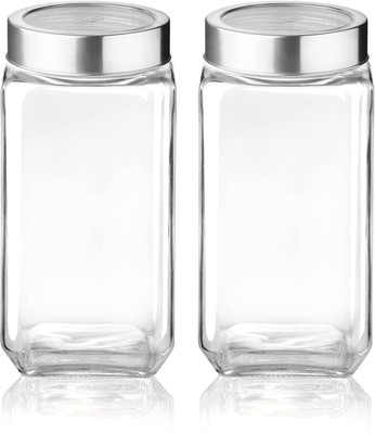 GOOD TO GREAT CREATION Glass Utility Container  - 1000 ml(Pack of 2, Clear)