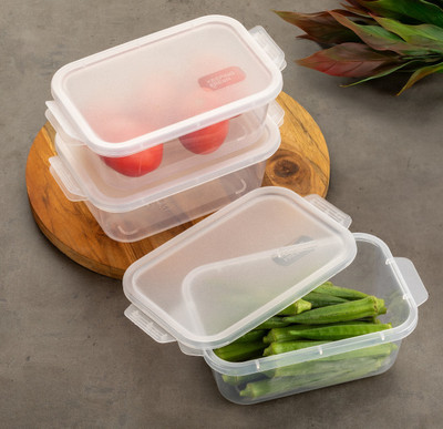 VN ENTERPRISE Plastic Fridge Container  - 600 ml(Pack of 3, White)