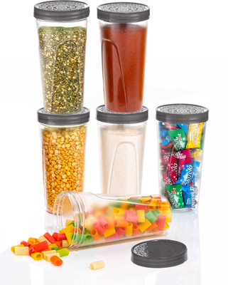 2Mech Plastic Grocery Container  - 550 ml(Pack of 6, Black)