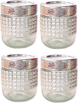 GR8INDIA Glass Cookie Jar  - 415 ml(Pack of 4, Clear)