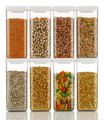 FPBOI Plastic Grocery Container  - 1500 ml(Pack of 8, White)