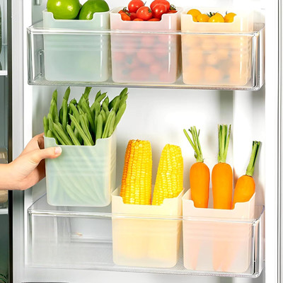 Coozico Plastic Fridge Container  - 1000 ml(Pack of 6, Clear)