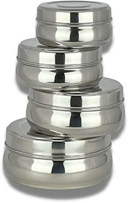 RBGIIT Steel Utility Container  - 200 ml, 300 ml, 450 ml, 700 ml(Pack of 4, Silver)